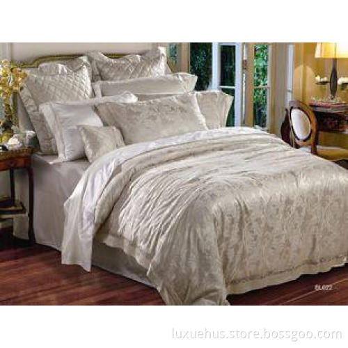 Sliver Art King Size Luxury Bed Sets Silk Jacquard Fabric f